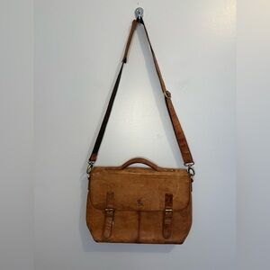 Cuero Brown Leather Messenger Bag Detachable Shoulder Strap Laptop Crossbody